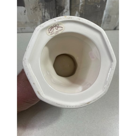 White Christmas Ceramic Holly Berry Votive Pillar Candle Holder Japan - Picture 11 of 12